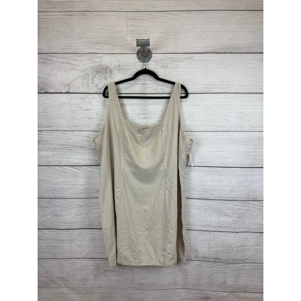Old Navy Plus Size Cream Linen Blend Square Neck Sleeveless Dress Size 4X